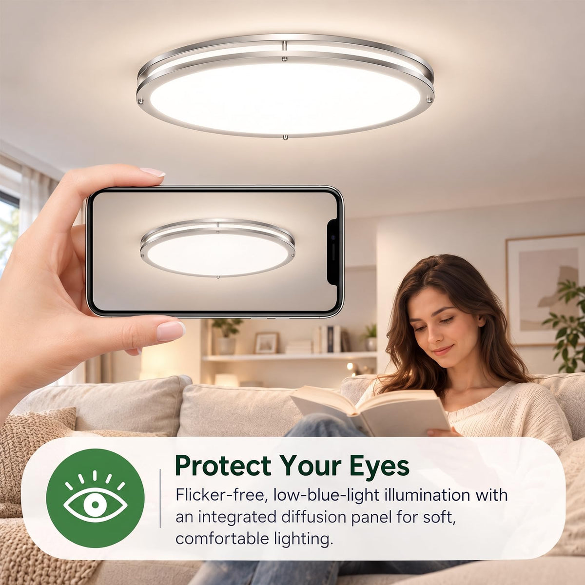 24 Inch Oval Flush Mount Ceiling Light Fixtures 40W 5CCT Selectable (Silver / 24 Inch)