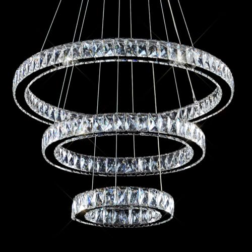 3 Tier Crystal Ring LED Chandelier (27.53'')