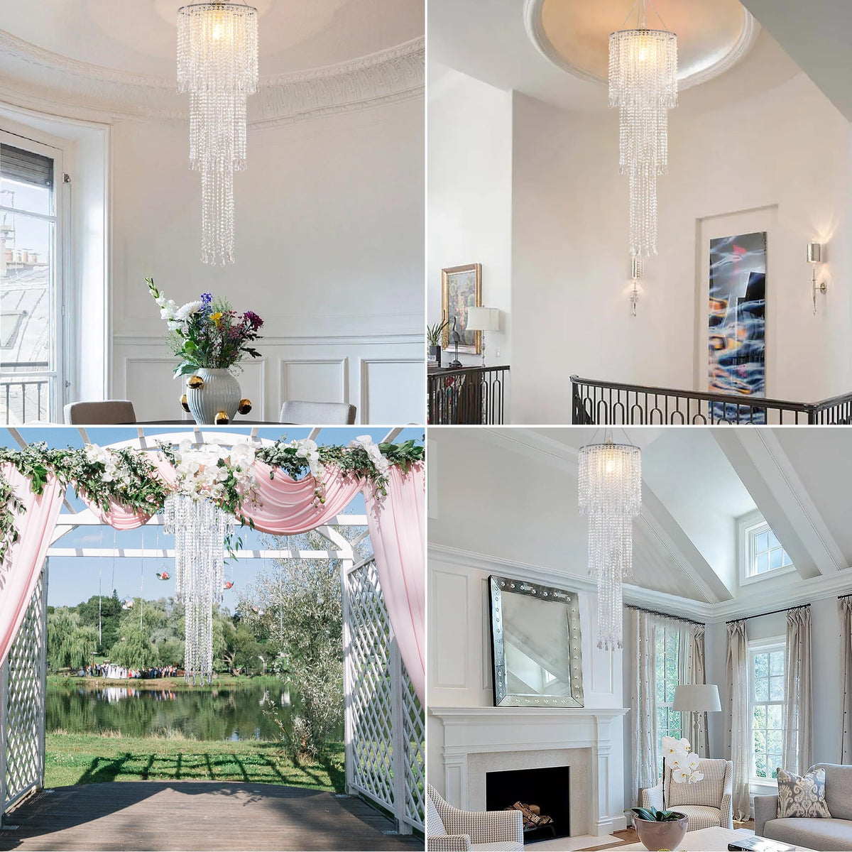 3 Tiers Modern Sparkling Acrylic Beaded Hanging Chandelier Shade (Clear-2 / Shade)
