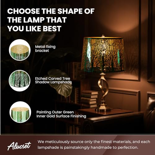 Stainless Steel Large Drum Lampshade (Green/Gold)