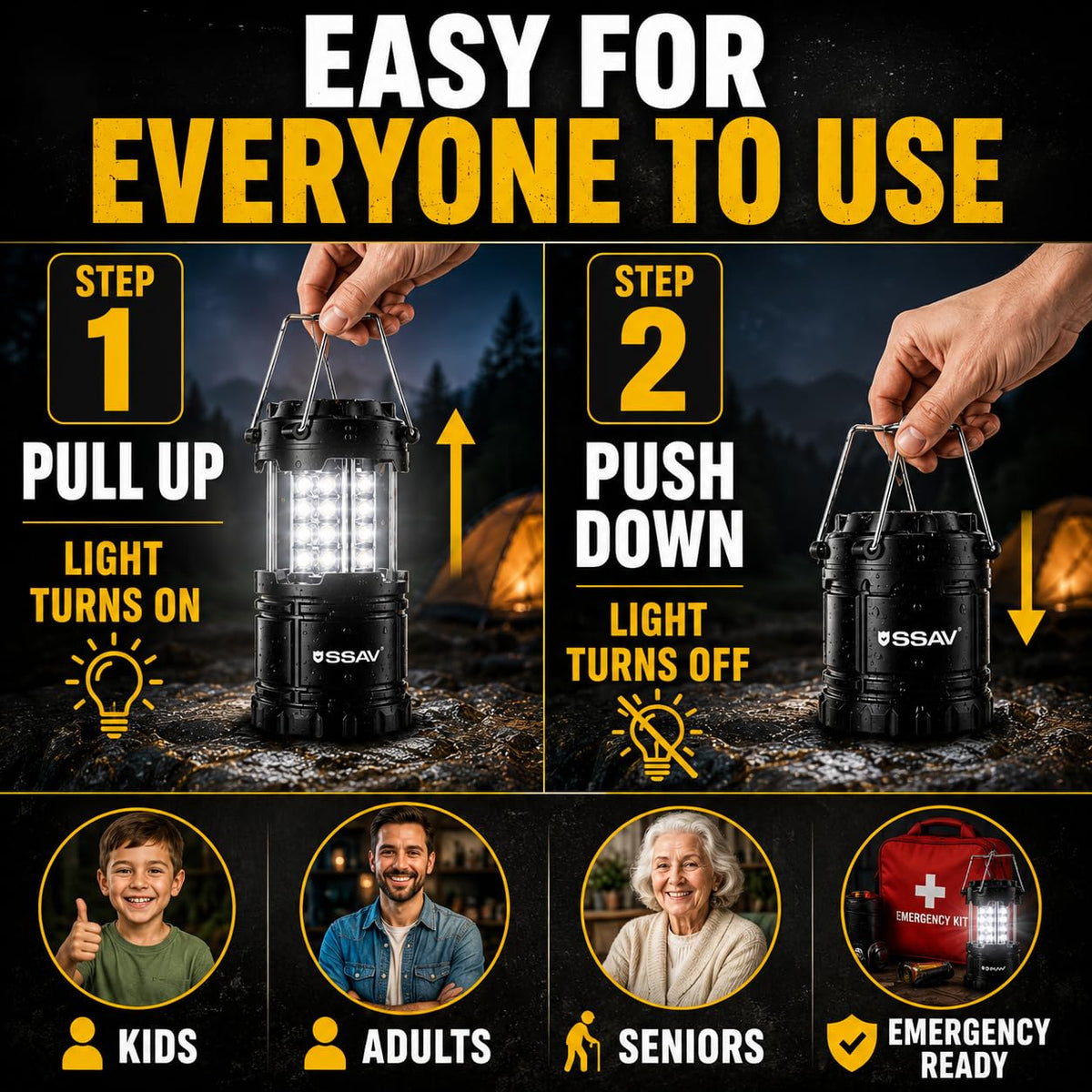 2 Pack Black LED Lanterns (2 Pack Black)