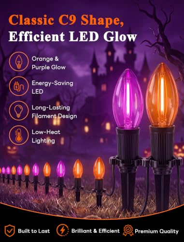 10 Pack Halloween Pathway Lights Outdoor (Orange, Purple)