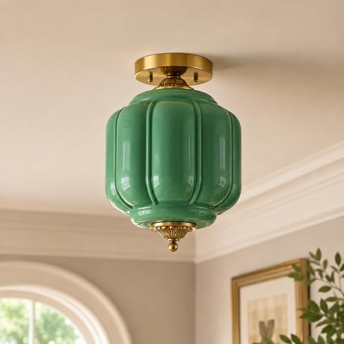 Glass Semi Flush Mount Ceiling Light Fixture