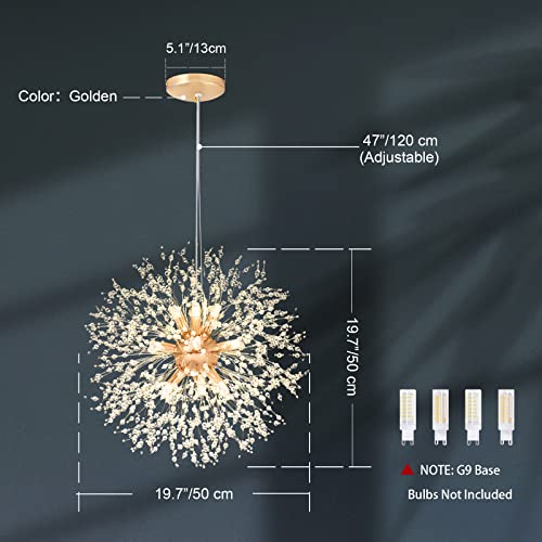 Modern Crystal Chandeliers Firework (Gold / 9-Light (Semi-Flush Mount))