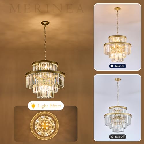 Gold Crystal Chandeliers 15 Lights 22" Luxury Round Chandelier (Gold / Medium-21.6”)
