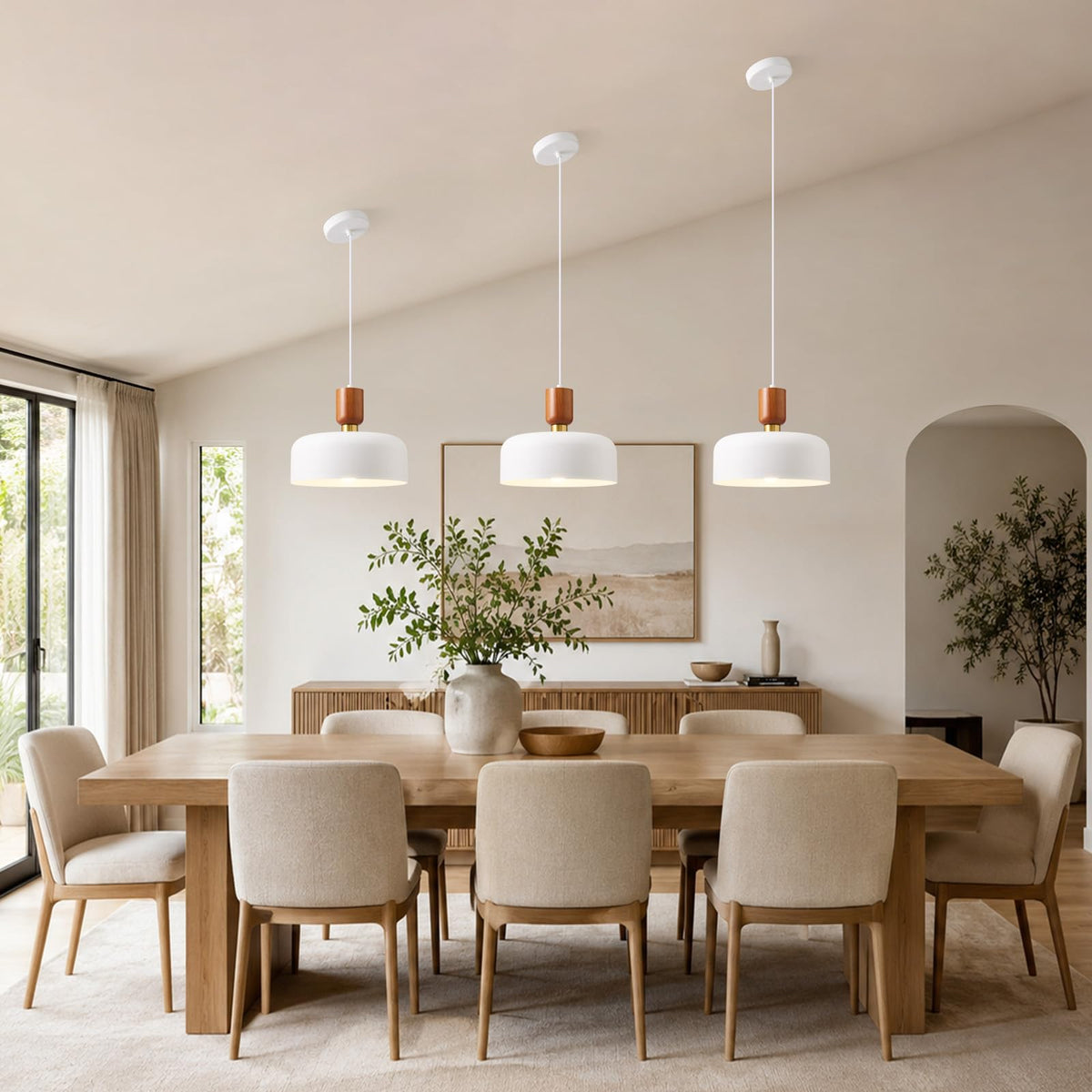 Nordic Sculptural White Pendant Light (White / 12 inches)
