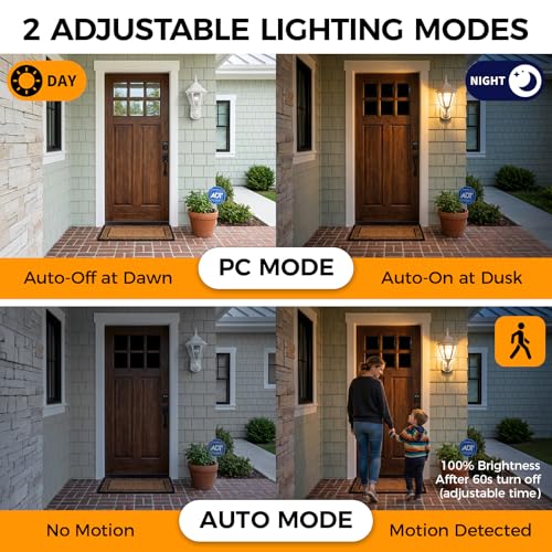 18.5"Large Outdoor Motion Sensor Porch Light Dusk to Dawn Wall Light White (White / Large - 1 Pack)