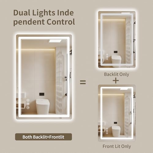 24"x36" LED Bathroom Mirror with Lights (36"L x 24"W)