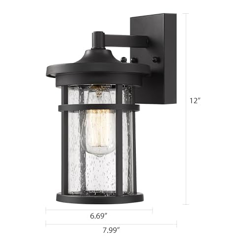 Outdoor Wall Light Fixture (Black / 12"H)