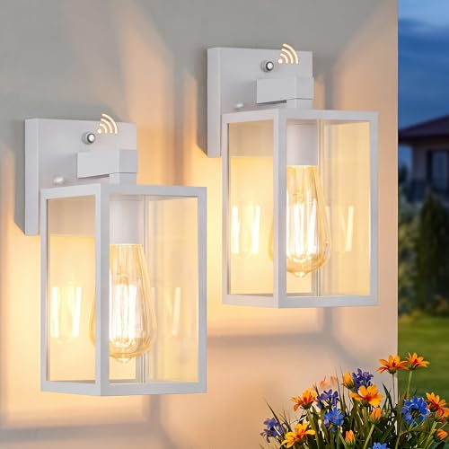 2 Pack Dusk to Dawn Outdoor Wall Light Fixtures (White)