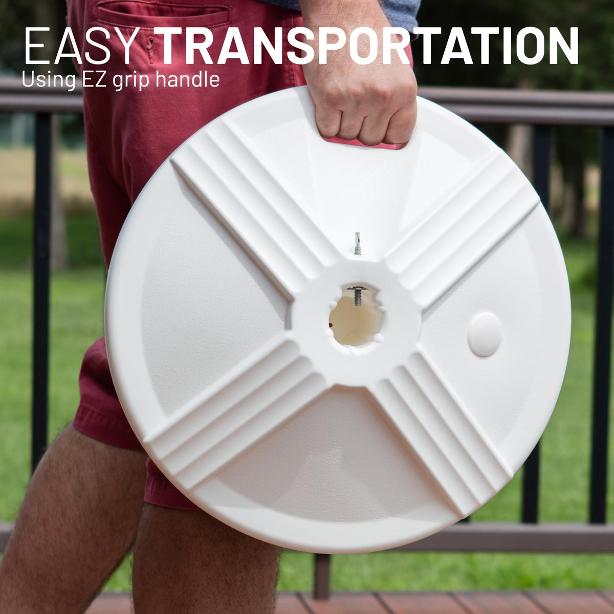 Durable Fillable Umbrella Base Designed to be Used with a Patio Table (White)