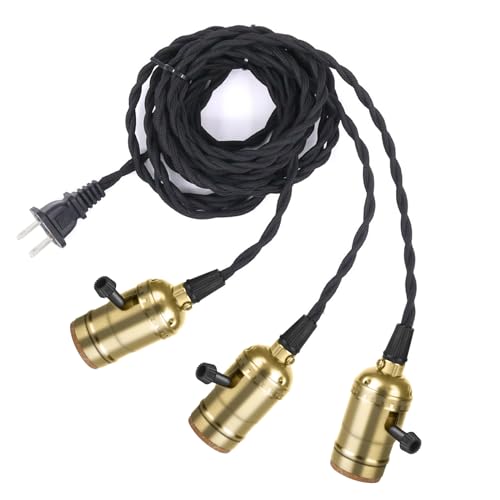 Vintage Light Sockets Pendant Hanging Light Cord with Switches E26