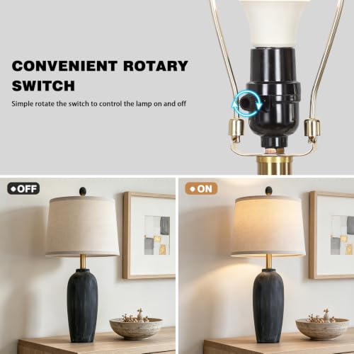 26 Inch Farmhouse Ceramic Jar Table Lamps Set of 2 (Black)