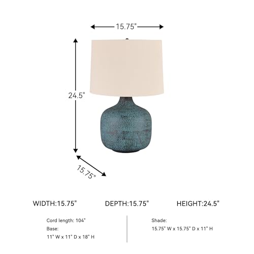 Malthace 24.5" Metal Accent Table Lamp (Beige, Copper, Blue & Bronze)