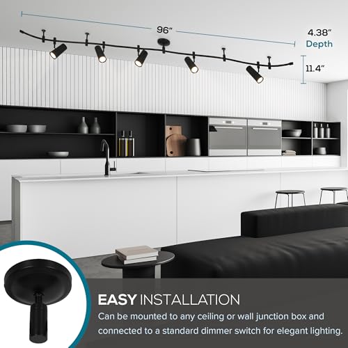 Ellipse Track Ceiling Light with 5 Adjustable LED Heads (Black)