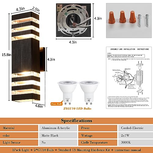 Outdoor Light Fixture Outdoor LED Wall Lights (3-tier 15.8 Inches)