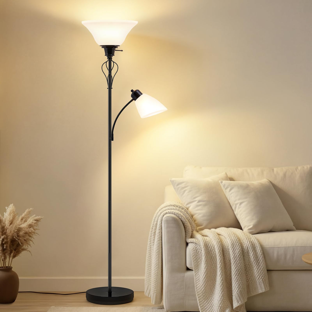 Floor Lamps for Living Room (Glossy Black)