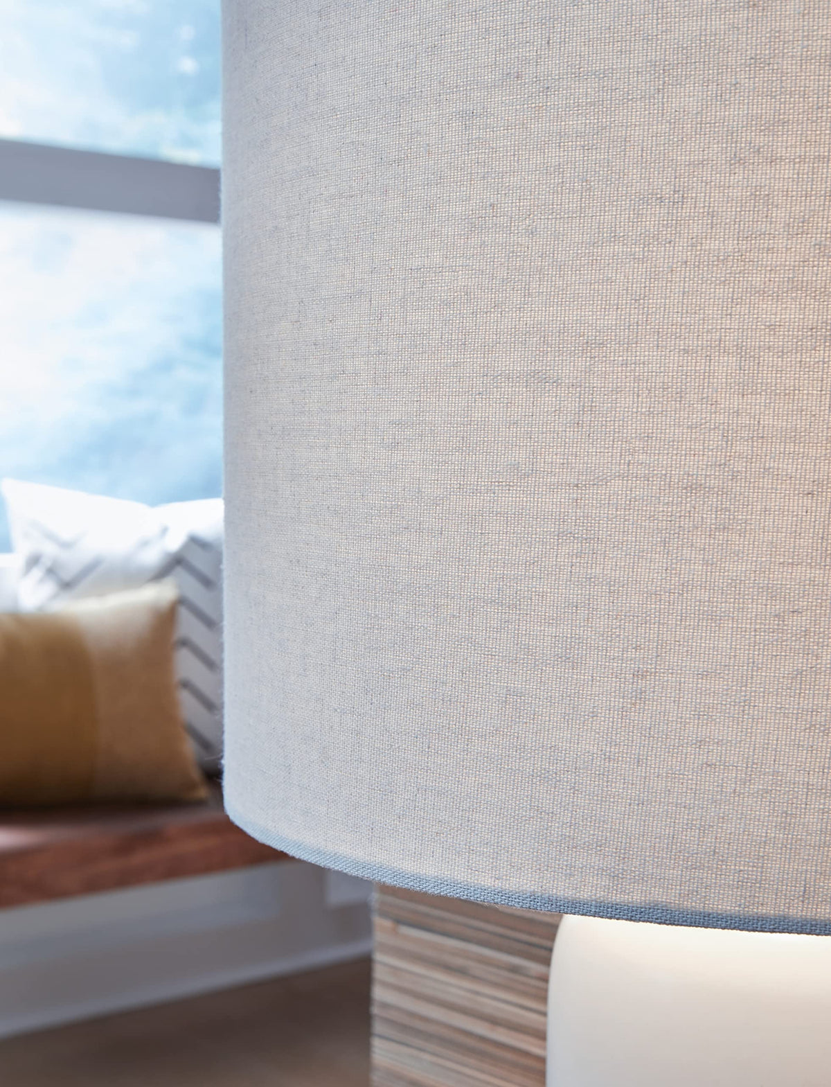 Coastal Ceramic Bedside Table Lamp (White/Teal)