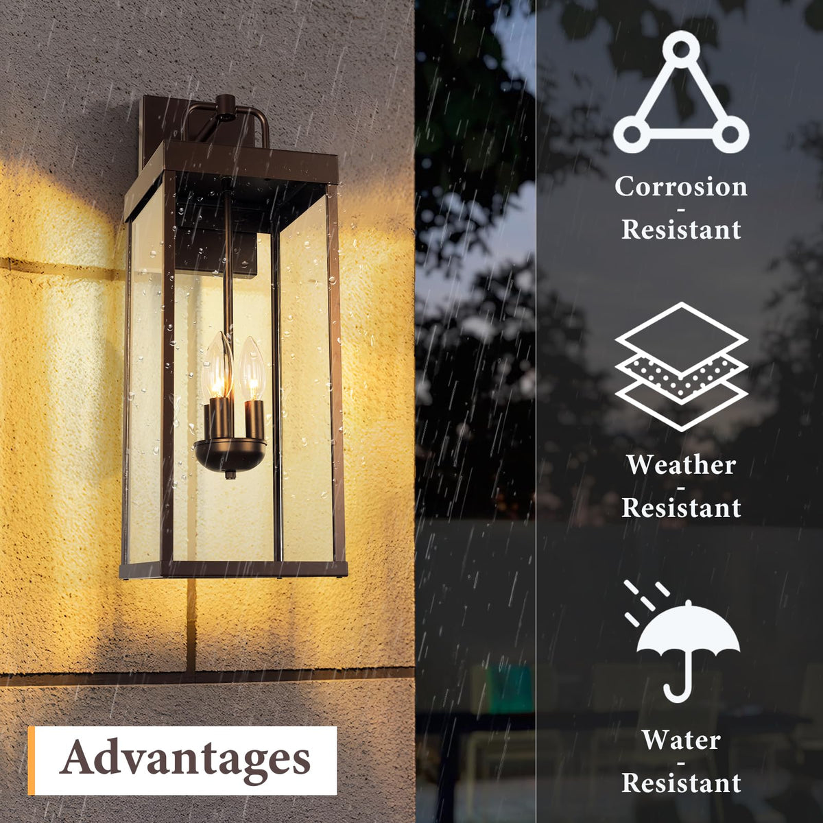 Outdoor Wall Sconce Light (Oil-Rubbed Bronze / Large)