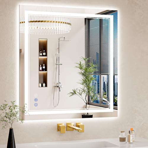 30"x32" LED Bathroom Mirror with Lights (30"L x 32"W)