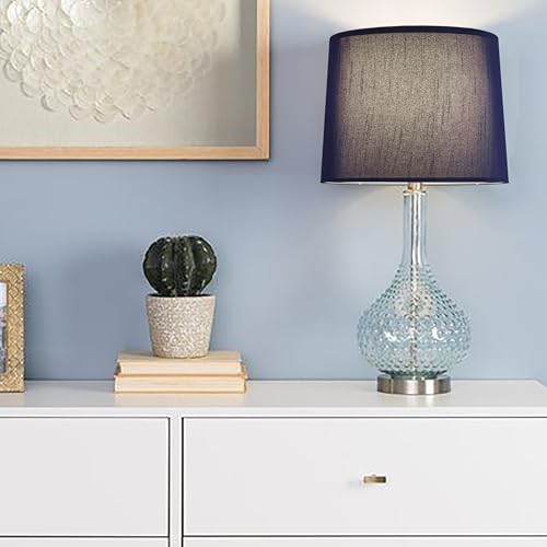 Blue Lamp Shades for Table Lamp Set of 2 (11"×13"×10"-2 PCS / Blue Natural Faux Silk)