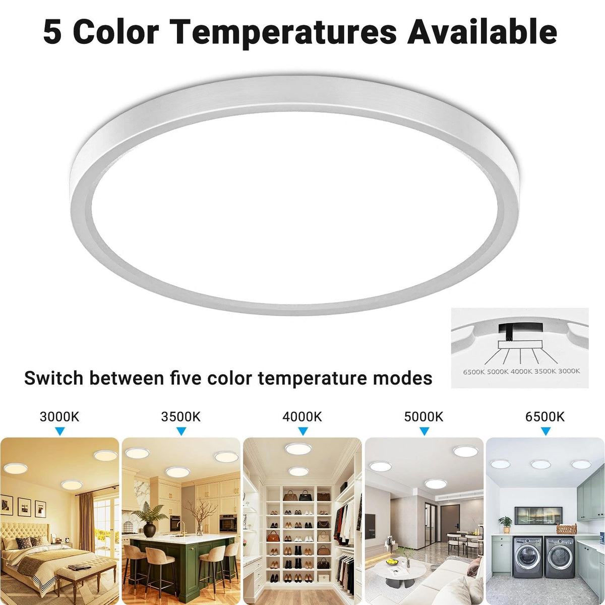 2 Pack LED Flush Mount Ceiling Light (Brushed Nickel / 7 Inch-2pack)
