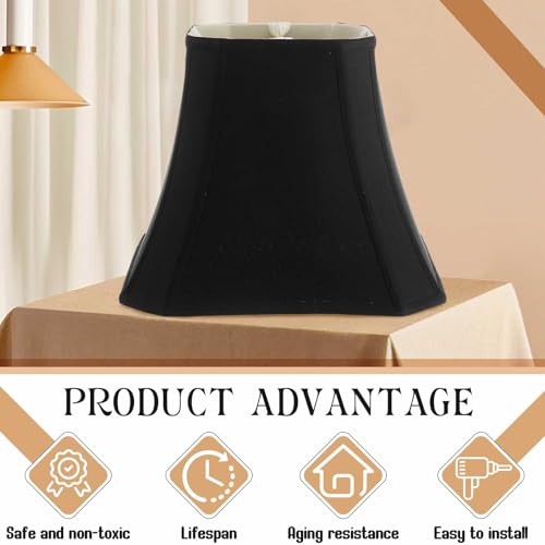 Set of 2 Bell Lamp Shade 7.5" Top x 12" Bottom x 10.25" High (7.5" Top x 12" Bottom x 10.25" High / Black)
