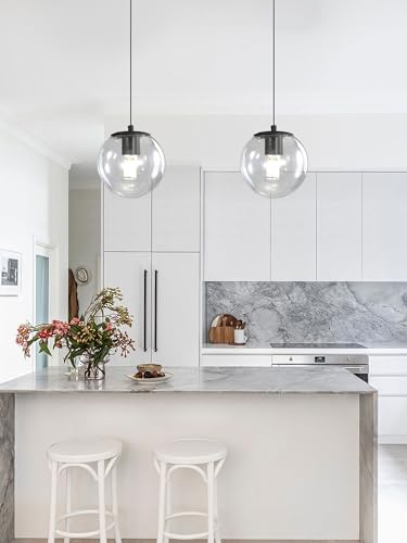 Globe Pendant Light Black Pendant Light Fixtures with Clear Glass 1 (Black-Clear / Globe 1-Light)