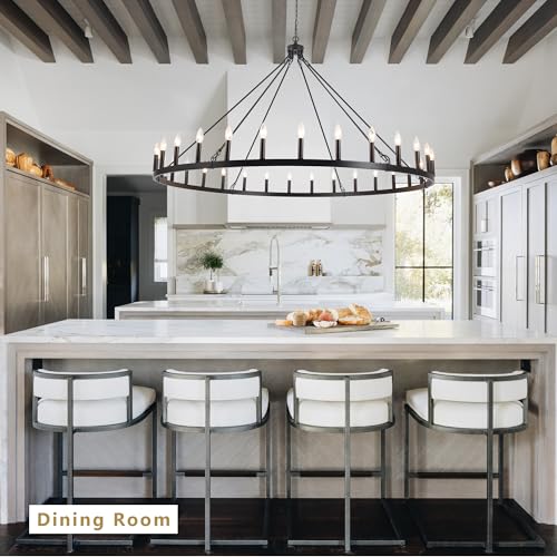 Black Extra Large Wagon Wheel Chandelier (Black-30 lights)