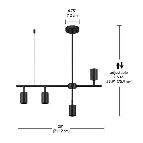 64000048 4 Light Adjustable Height Track Lighting (Black, Adjustable (4-Light))