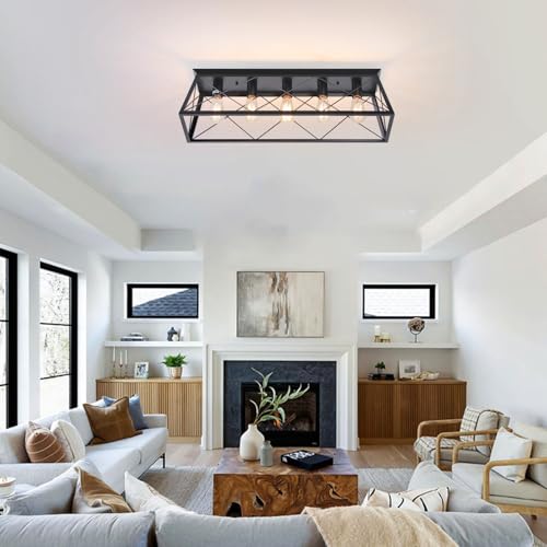 31.5" Rustic Flush Mount Ceiling Light Fixture