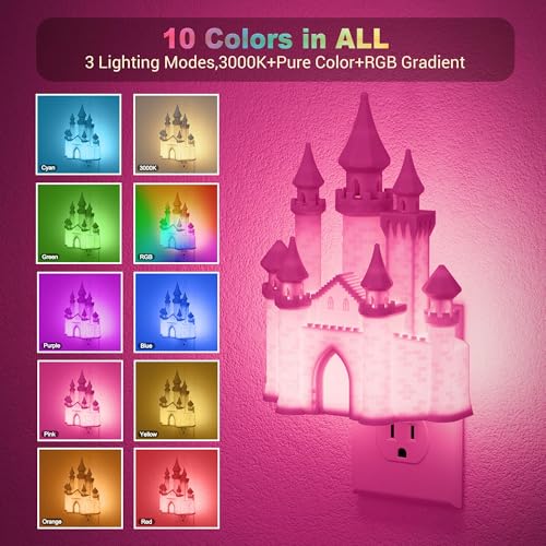 Night Lights Plug into Wall (Castle-RGB / 1 Pack)