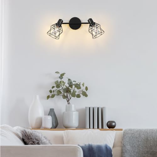Industrial Track Lighting Fixtures Ceiling (Black / 2-Light-Cage)