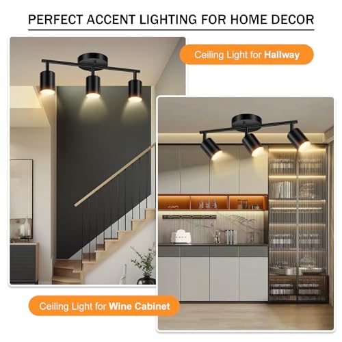 LED Track Lighting Fixtures Ceiling (Black / 13.35" 3 Light Track Light)