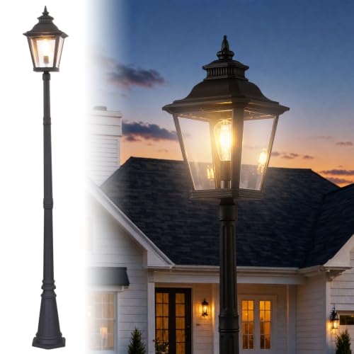 Large Outdoor Lamp Post Light with Warm Bulb (92" - Warm Bulb)