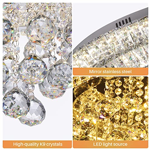 Elegant LED Crystal Raindrop Ceiling Light (Silver / 24 inches)