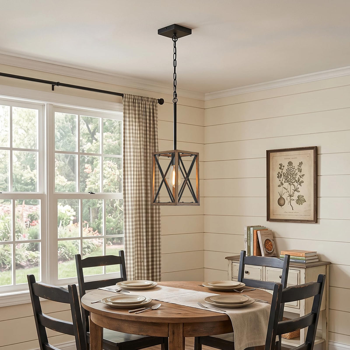 1 Light Farmhouse Pendant Light (Wood Grain / 1-Light)