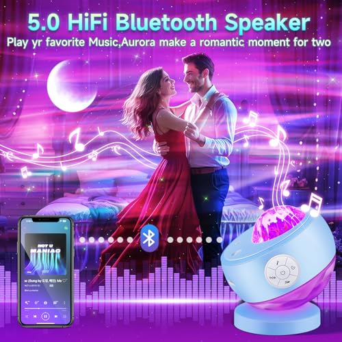 Ambient Lighting Sound Machine Aurora Night Light Projector with 30 Sounds (blue 3)
