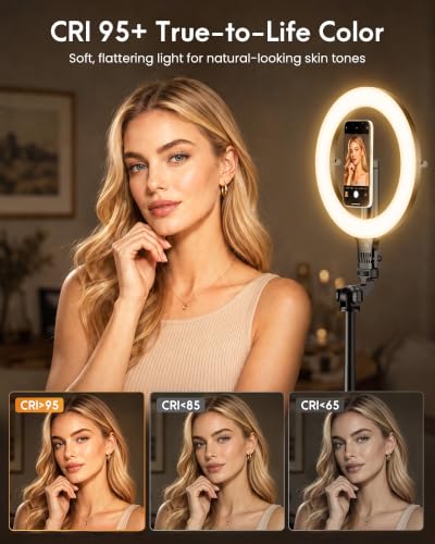 Magnetic Ring Light with Stand and Phone Holder (Black)