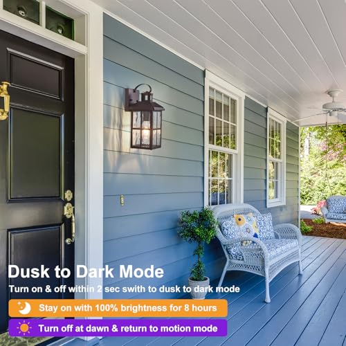 Motion Sensor Porch Light Dusk to Dawn Outdoor Wall Light (Bronze)