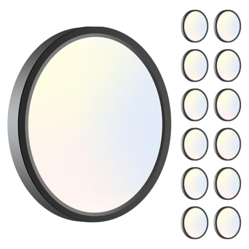 Dimmable Flush Mount Ceiling Light Fixture Black (Black / 7.5Inch-12pack)