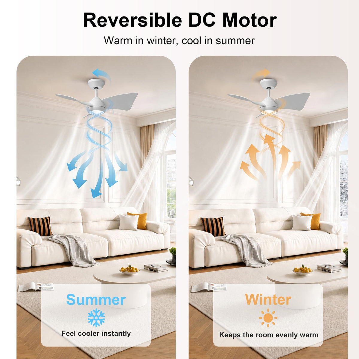 2 Pack 30" Small Ceiling Fan with Light (White / 30 Inch)