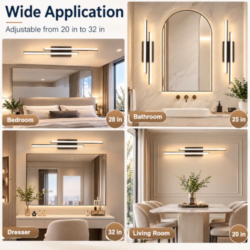 LED Modern Bathroom Light Fixtures Over Mirror 5CCT Optional 32 Inch 2 Pack