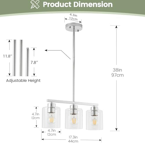 3 Light Silver Kitchen Island Lighting (Silver & Clear Glass / 3 Light)