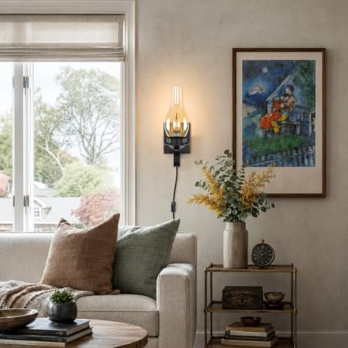 Black Plug in Wall Sconces 2 Pack (2 PACK-1)
