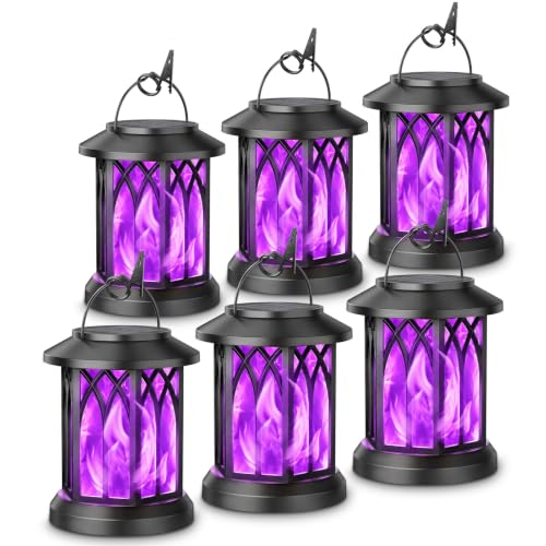 6 Pack Solar Lantern Outdoor Lights (Purple Light / 6 Pack)
