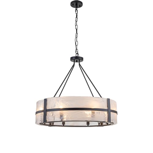 Modern Large Glass Drum Chandelier for Dining Room High Ceiling Living Room