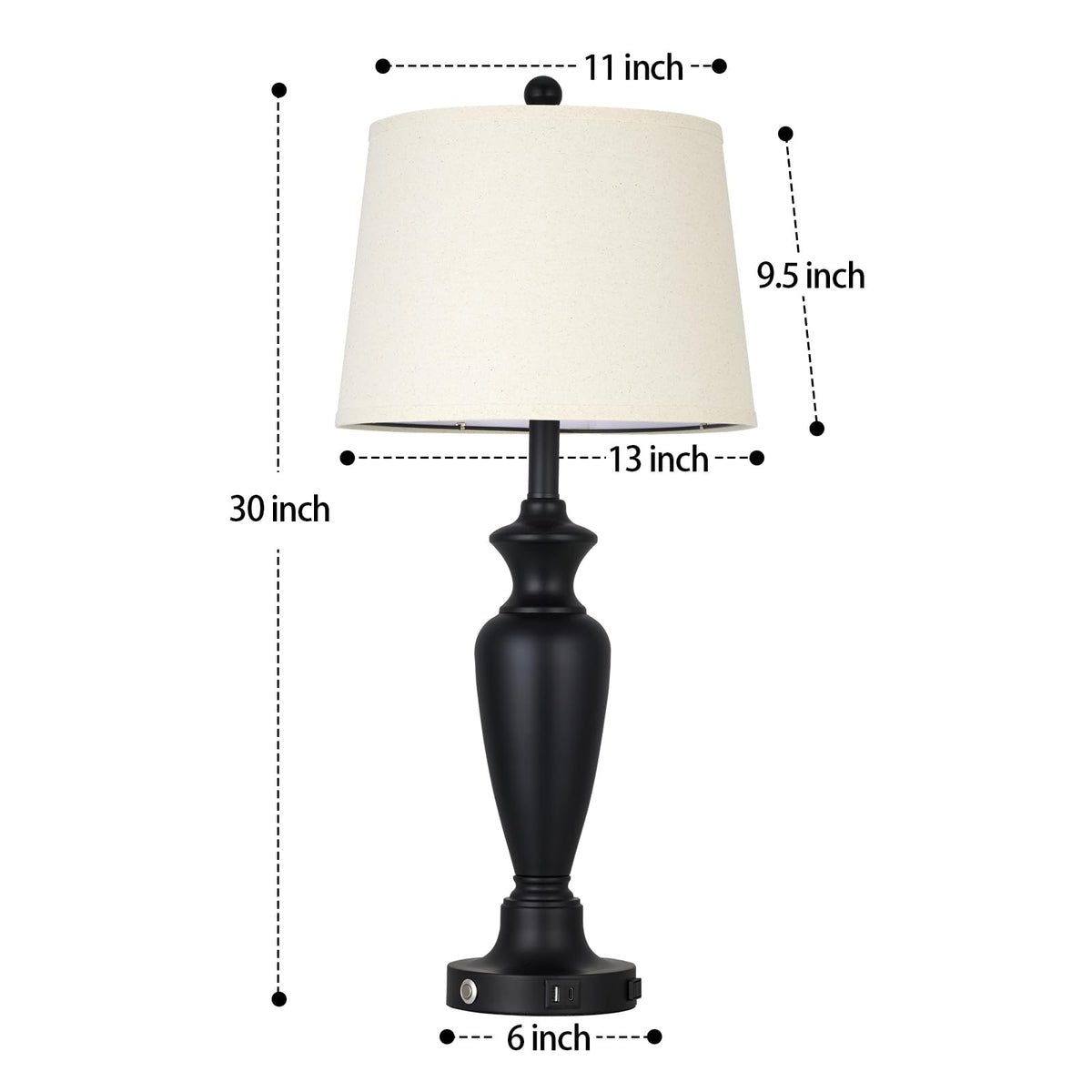 Black Table Lamp for Living Room Single (Black - 30"H - 1 Pack)