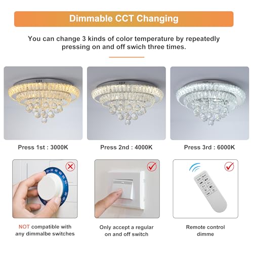 Elegant LED Crystal Raindrop Ceiling Light (Silver / 20 inches)