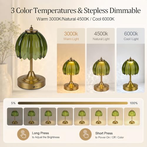 Upgrade Mini Tulip Cordless Table Lamp (Amber Green)